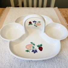 ORCHARD MEDLEY PRINCESS HOUSE #239 SERVING DISH W/HANDLE 4 COMPARTMENTS CERAMIC