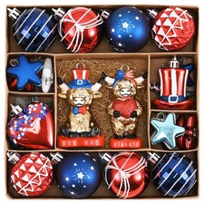 4th of July Tree Decorations for Patriotic Memorial Day Highland Cow Ornament...