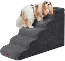 5-Step Curved Dog Stairs for High Beds 20.7" H, Grey
