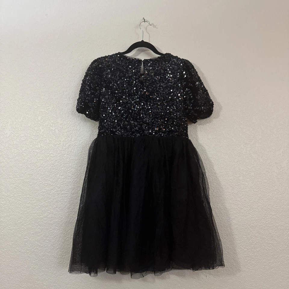 NWOT Cat & Jack girls' black sequin and tulle short-sleeve party dress Size XL - Image 4 of 4