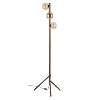 Tripod Holz Glas Braun Bernstein G9 3-Flammig Stehleuchte Modern Stilvoll Tripod