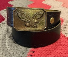 Vintage BTS Brass Belt Buckle American Bald Eagle Solid Patriotic USA Nature 36  