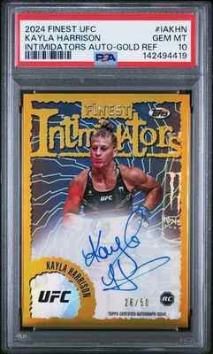 #ad 2024 FINEST UFC KAYLA HARRISON INTIMIDATORS AUTO GOLD REF 50 RC PSA 10 $449.99