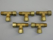 *Lot of 5* Parker Brass Fittings 1/4" Tube Branch Tee - NEW Surplus!