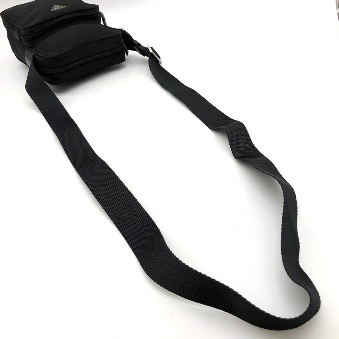 PRADA shoulder bag Amazon triangle logo plate nylon leather black thumbnail 7