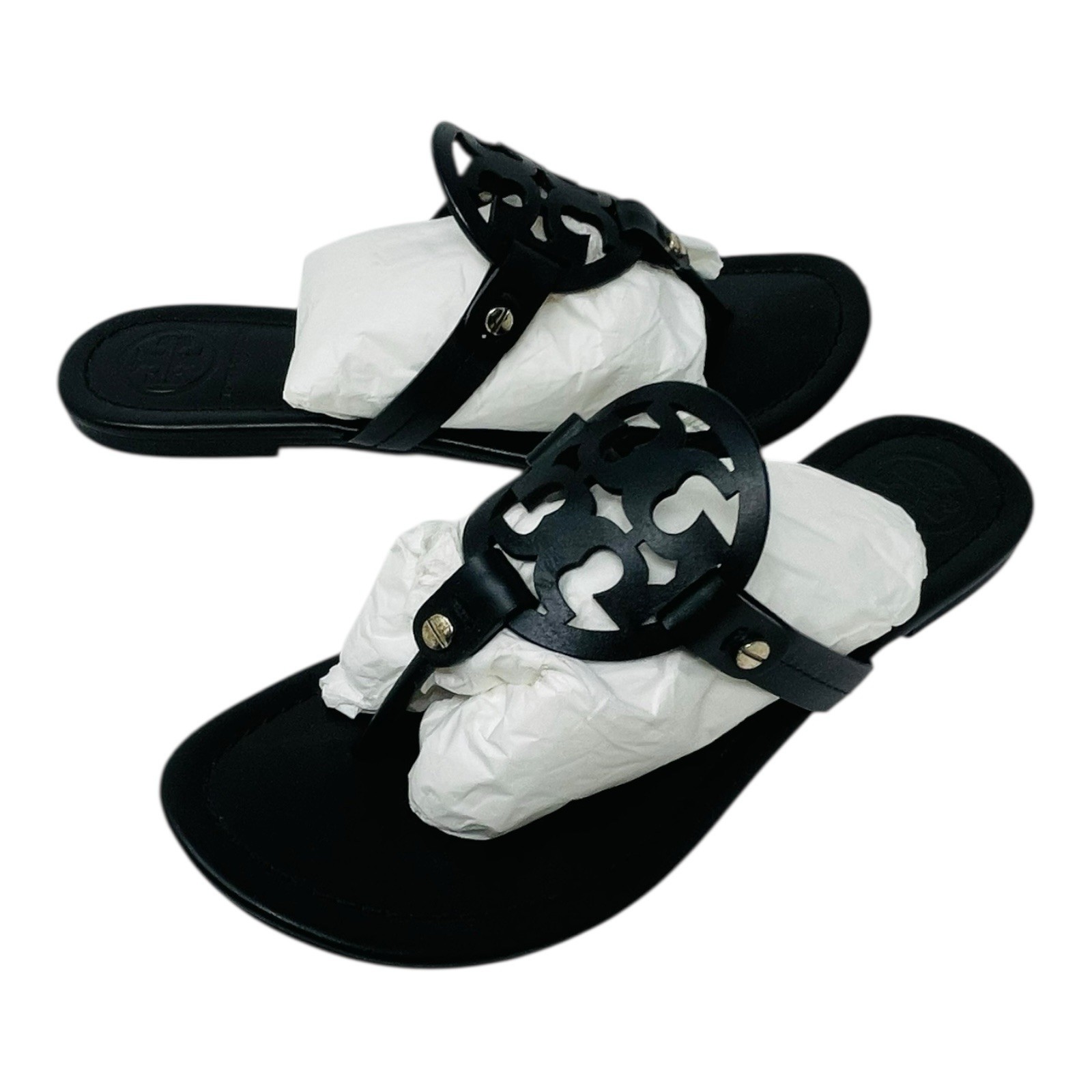 Tory Burch Miller Black Leather Thong Sandals US 8 NEW IN BOX thumbnail 10