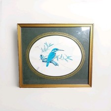 Vintage K. Wood Kingfisher Metal Framed Artwork