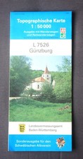 Topo. Karte 1:50000 L 7526 Günzburg mit Wander- und Radwanderwegen