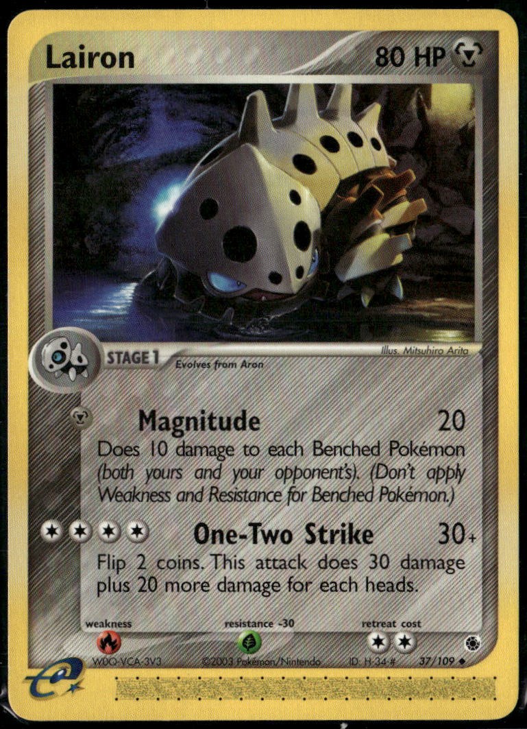 Lairon 37/109 Uncommon Ruby & Sapphire LP Pokemon Card