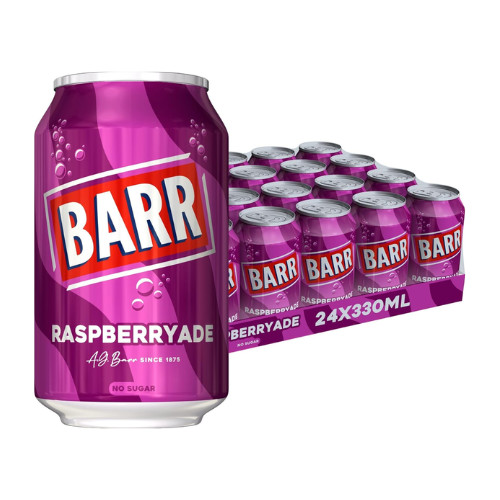 Barr Raspberryade  - No Sugar Fizzy Soft Drinks 24 Pack x 330ml Cans