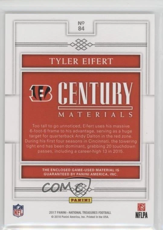 2017 Panini National Treasures Century Materials /99 Tyler Eifert #84 - Image 2 of 2