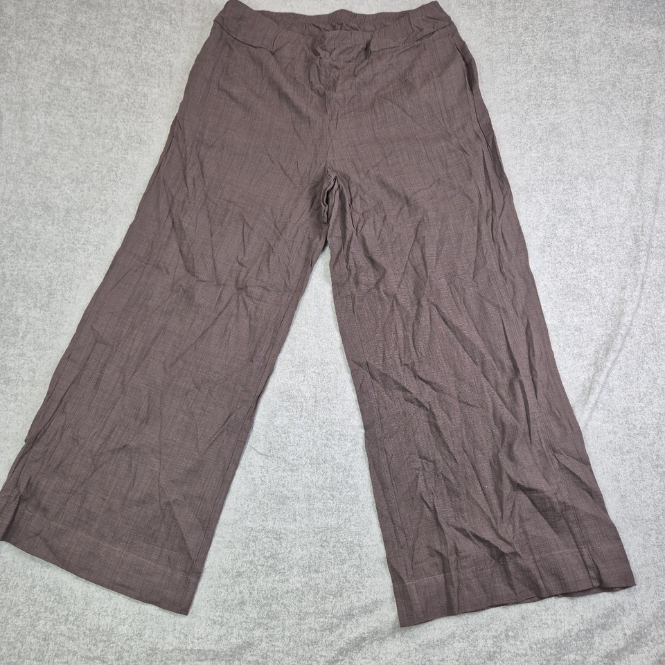 TS Taking Shape womens Pants Size 16 Shirred Waist Wide Leg Brown viscose R25