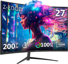 Z-Edge 27 Inch Curved Gaming Monitor, FHD 1080P 200Hz 165Hz 144Hz Curved 1500R P