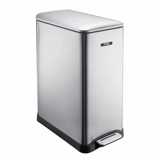 Image of Cooks Professional 50L Dual Recycling Slimline Pedal Bin | Silver