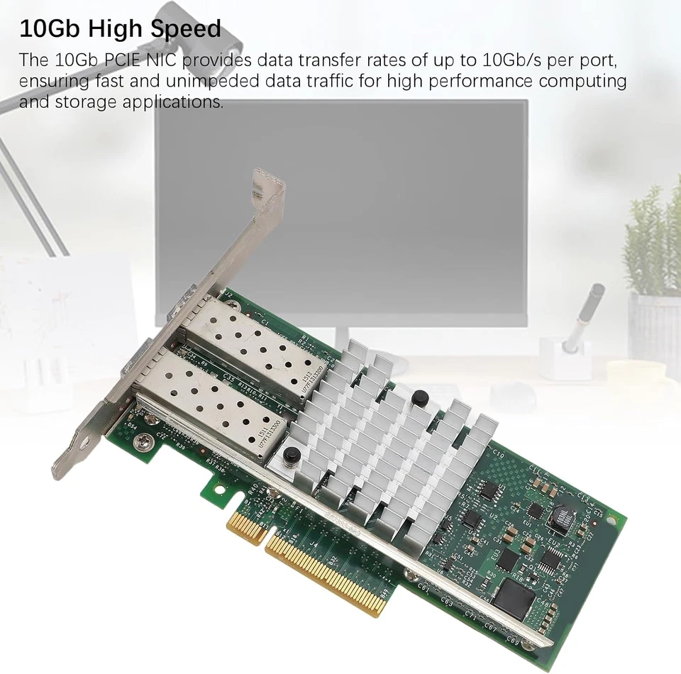 X520-DA2 Scheda Di Rete SFP+ PCIE Da 10 Gb Scheda LAN Ethernet Convergente Doppi - Immagine 4 di 4