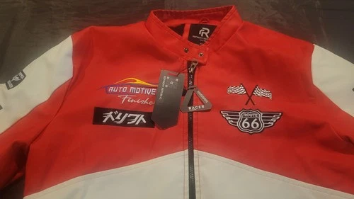 XL Motorcycle Jacket Red White Route 66 Tokyo Biker Men's image 2