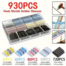 930PCS Solder Stick Waterproof Seal Sleeve Heat Shrink Butt Wire Connectors