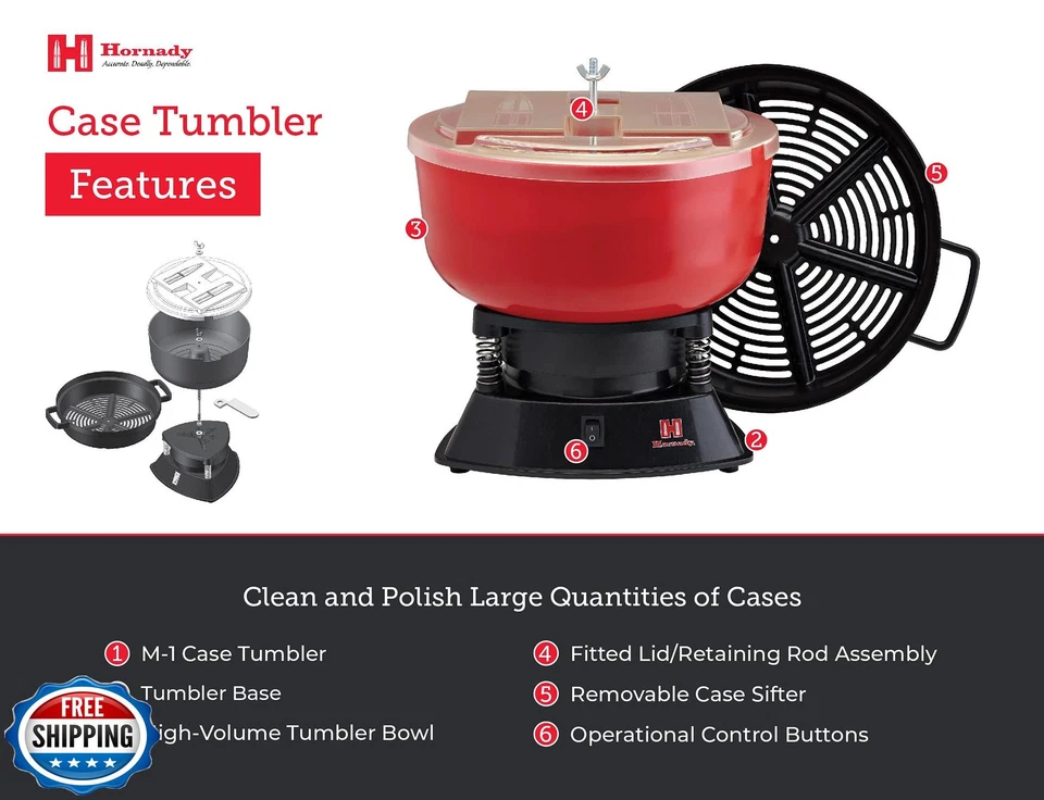 Vaso Estuche Hornady M-1 - Limpiar y pulir cartuchos de latón rápido y Effi Foto 3 de 4