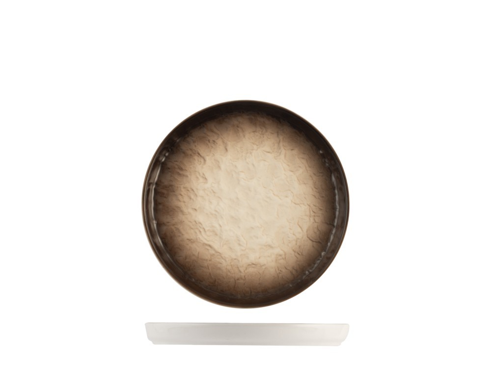 H&H 6 Eclipse Plates In Decorated Relief Porcelain In Brown Tones