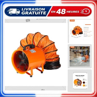 VEVOR Ventilateur d'Extraction 367 W 4373 m³/h Tuyau 5 m - Photo 1/4