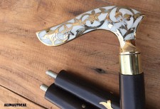 36'' Victorian Vintage Designer Brass Handle Antique Wooden Walking Stick Cane