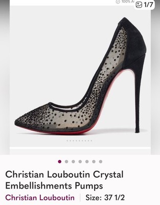 Louboutin Follies Strass 100mm Crystal Embellished Mesh & Suede
