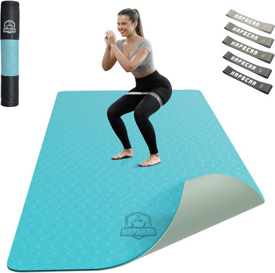 HAPBEAR Yogamatte XXL - 183cmx91cmx6mm Dicke, Extra Groß Rutschfest Breit Türkis