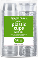 Disposable Plastic To-Go Cups and Lids, Mini, 2Oz, 50 Count