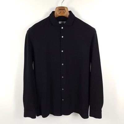 Cos Shirt Mens M Black Slim Fit Pique Long Sleeve Shirt