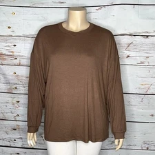Yelete NWT Size 2XL Brown Long Sleeve Ribbed Top