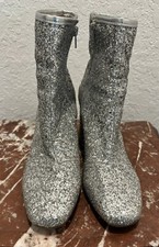 MKS Women  s Silver Glitter Boots with a heel