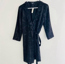Madewell Black Floral Ruffled Long Sleeve Mini Wrap Dress Small