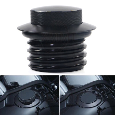 Black Flush Pop Up Reservoir Gas Cap Fuel Tank Cover Fit For Harley Touring FLTR