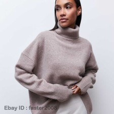 Women's Pullover Turtleneck Cashmere Cotton Knit Sweater Sweater Oversized Tops