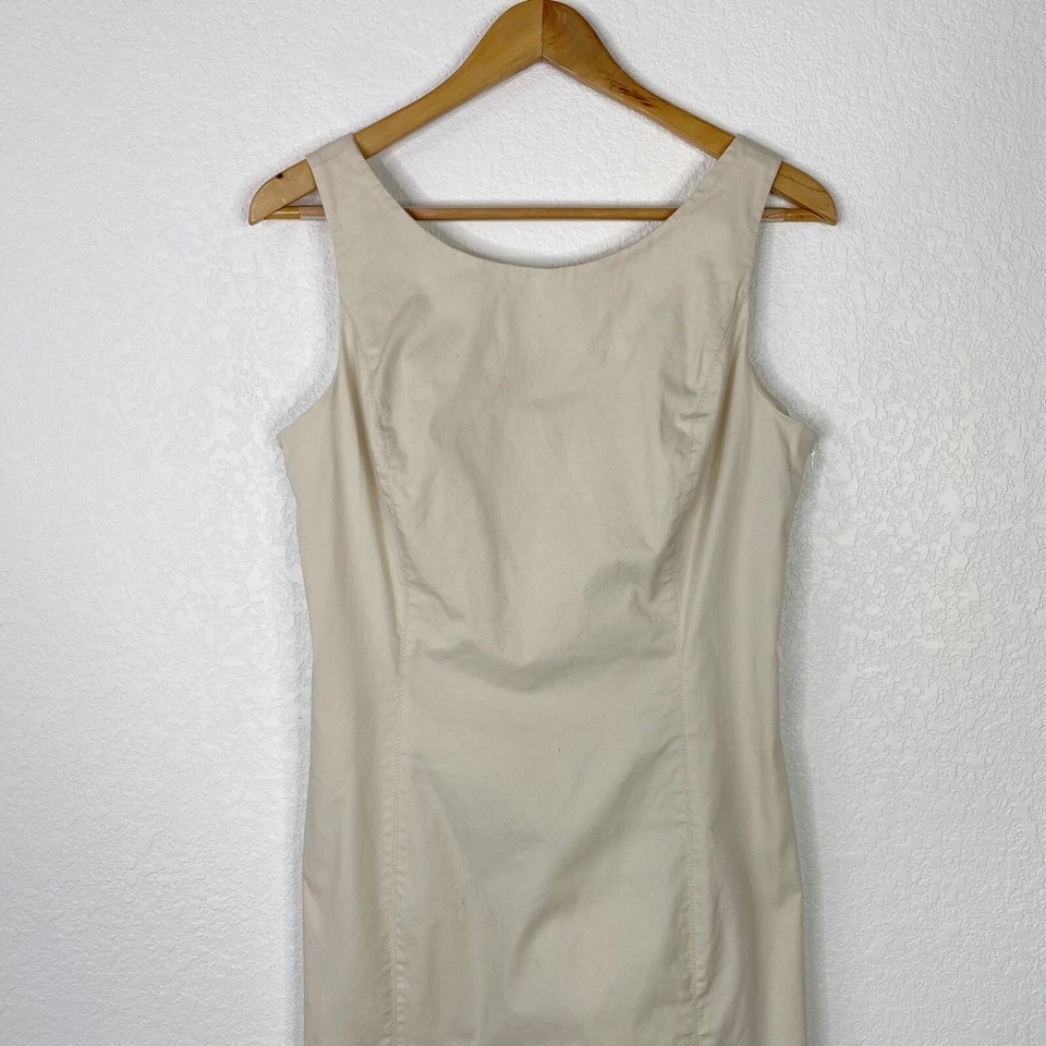Vestido vaina Stefanel para mujer talla 12 beige caqui sin mangas oficina de negocios  Foto 2 de 4