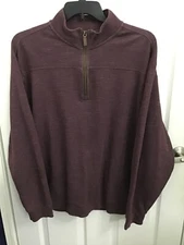 Roundtree & Yorke Men's Dark Red Heather 1/4 Zip L/S Pullover Sweater XL