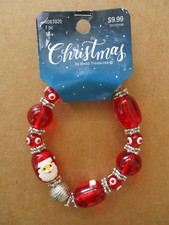 BRAND NEW CHRISTMAS SANTA STRETCH RED BEADED BRACELET