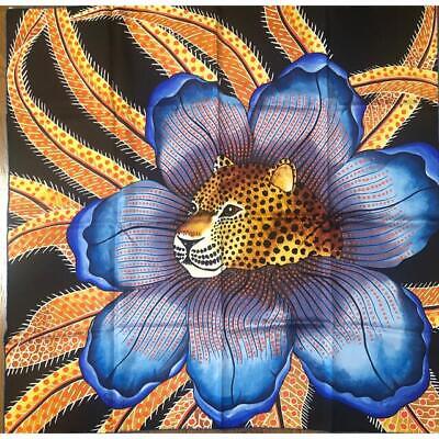 Hermes Scarf Baobab cat 90 cm Silk black yellow Carre flower Hermes Scarf Baobab cat 90 cm Silk black yellow Carre flower