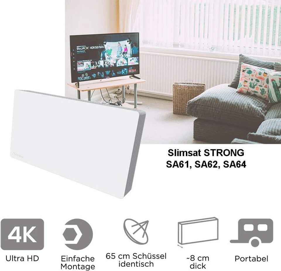 STRONG Antenna satellitare Sat Slim Sat SA 61 antenna piatta singola 1 partecipante bianca