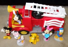 Disney Junior Mickey Mouse Fire Engine Truck Lights Sounds and Figures Lot