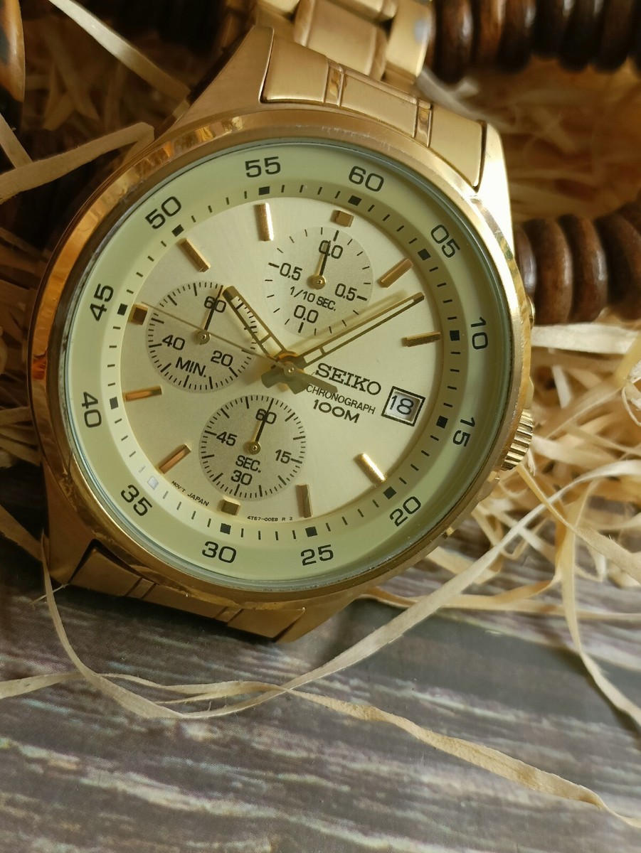 VINTAGE SEIKO CHRONOGRAPH QUARTZ DATE MEN'S MINT JAPAN 4T57