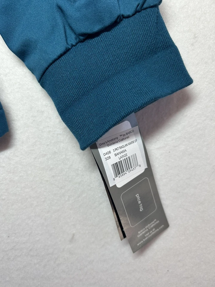 Grey's Anatomy Mens Snap Front Raglan Warm Up Scrub Jacket  ROYAL BLUE L 0406 - Image 4 of 4