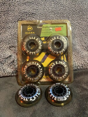 Ultra Wheels Replacement Bullzeye Rollerblade Inline Skates New + Extras 72mm