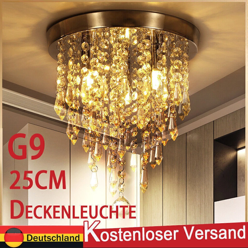 Kristall Deckenlampe LED Deckenleuchte Schlafzimmer Lampe Kronleuchter Lüster Mq - Bild 2 von 4
