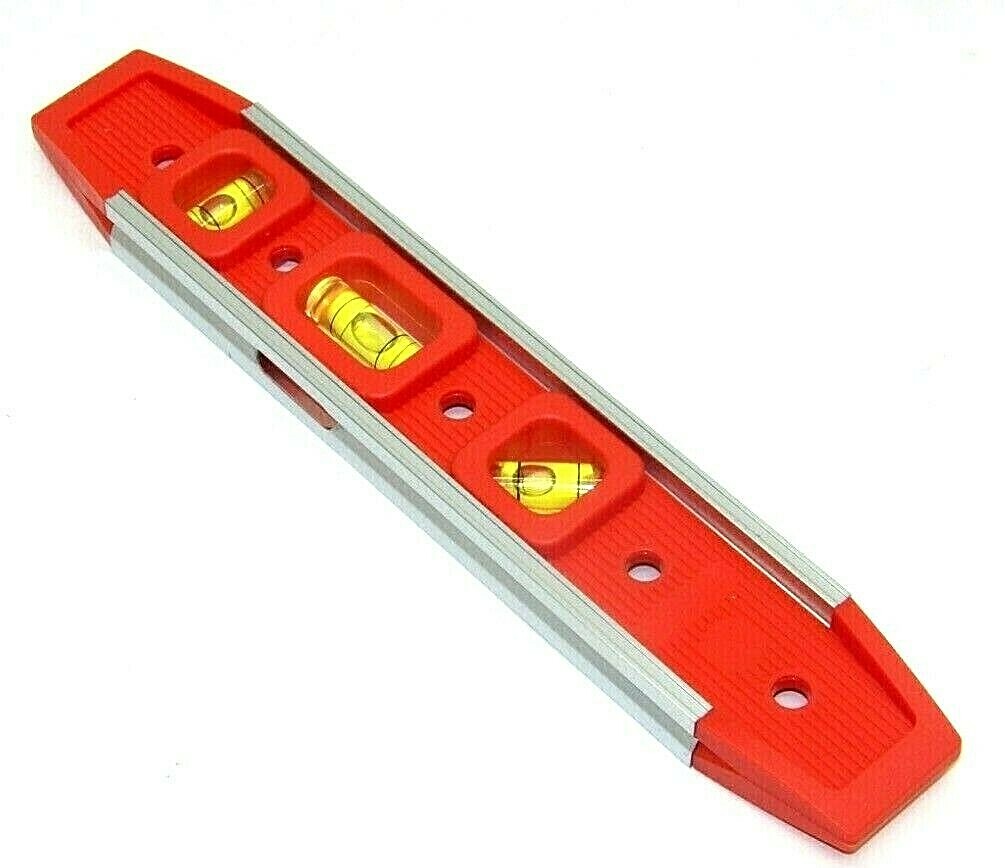 9" Torpedo Level Magnetic ABS Construction with Aluminum Rails 3 Bubble Vials