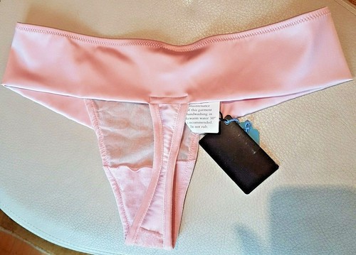Verde Veronica Pink Velvet Flock Satin Wide Sided Thong - 第 10/12 張圖片