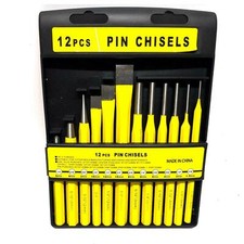 SERIE DA 12 SCALPELLI BULINI E CACCIASPINE IN ACCIAO CROMO VANADIO PER MECCANICO