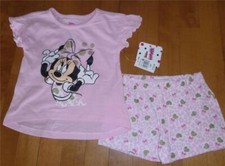 Baby Girls 2 pc MINNIE MOUSE T-shirt Top Shorts Size 12 18 24 mo NWT Disney Dots