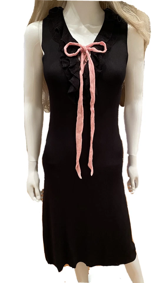 Chanel Vintage 2000 Barbie Black Pink Bow Midi Maxi Dress 36 38 40 4 6 8 Vtg S M - Image 2 of 4