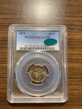 1878-P Three Cent Nickel 3CN PCGS PROOF PF PR 67 CAMEO (CAM) CAC RARE
